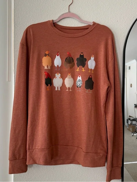 Rust Chicken Graphic Sweatshirt M price firm - Picture 1 of 4